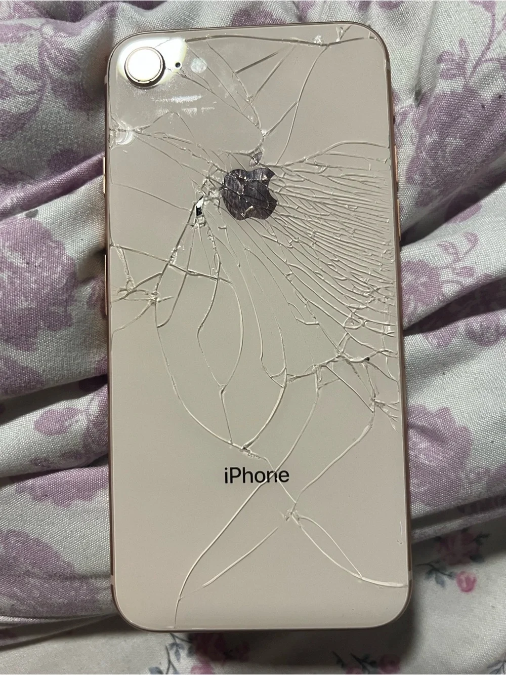 Apple iPhone Rose Gold with White Front and Cracked Screen 8 unlocked